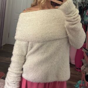 Free People Off-Shoulder Cream Sweater